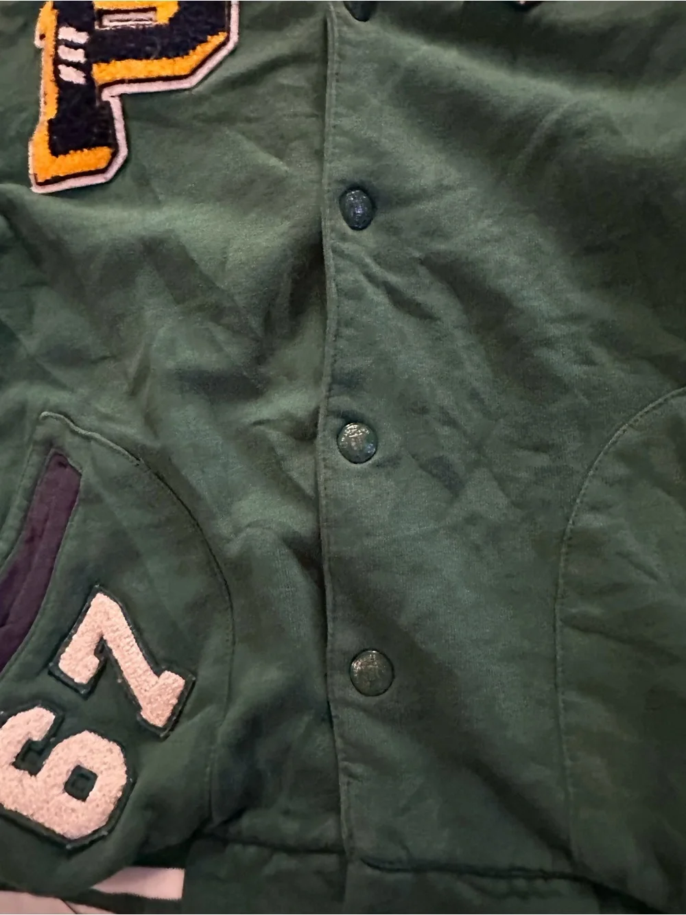 Ralph Lauren Boys Varsity Cotton Terry Letterman Jacket Size 10-12 Medium Polo